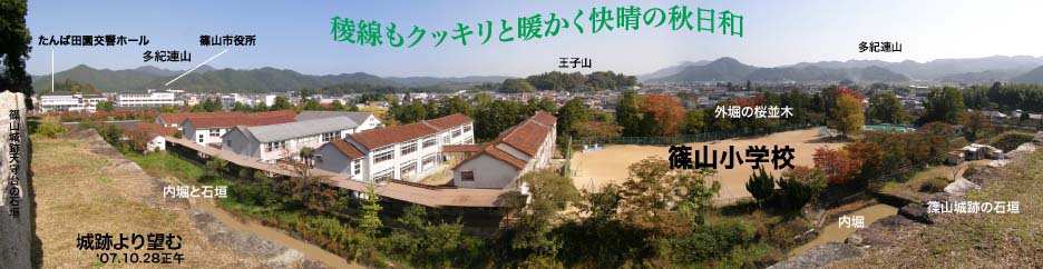 篠山城跡より市街を望む